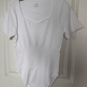 White Ribbed Bodysuit